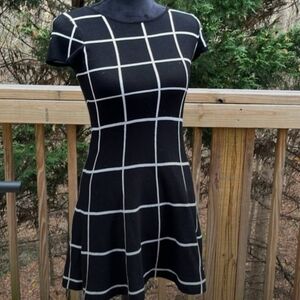 Grid Sweater Skater Dress